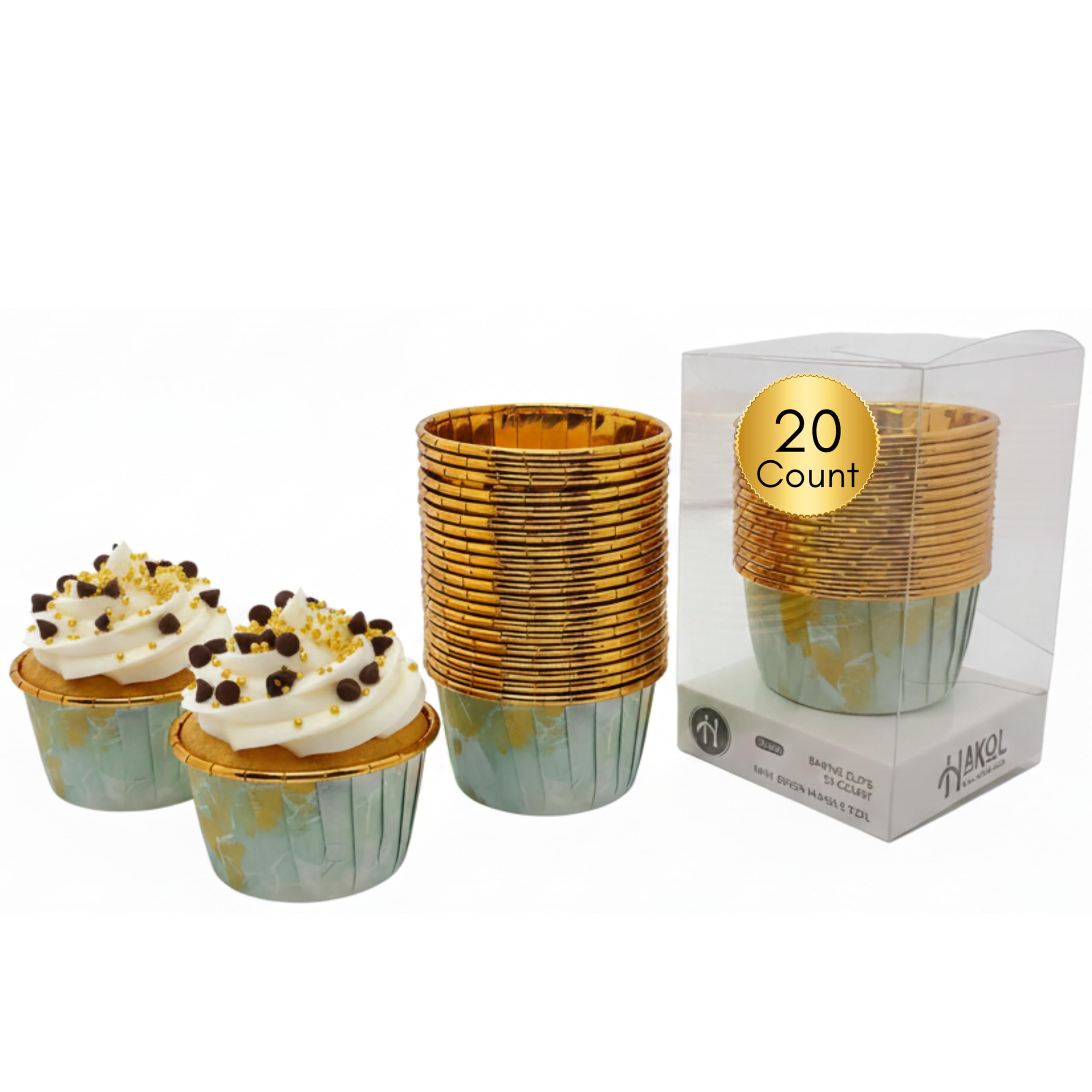 Gold Rim Foil Cupcake Cases 4x5cm Greaseproof Muffin Liners | 20 Pack