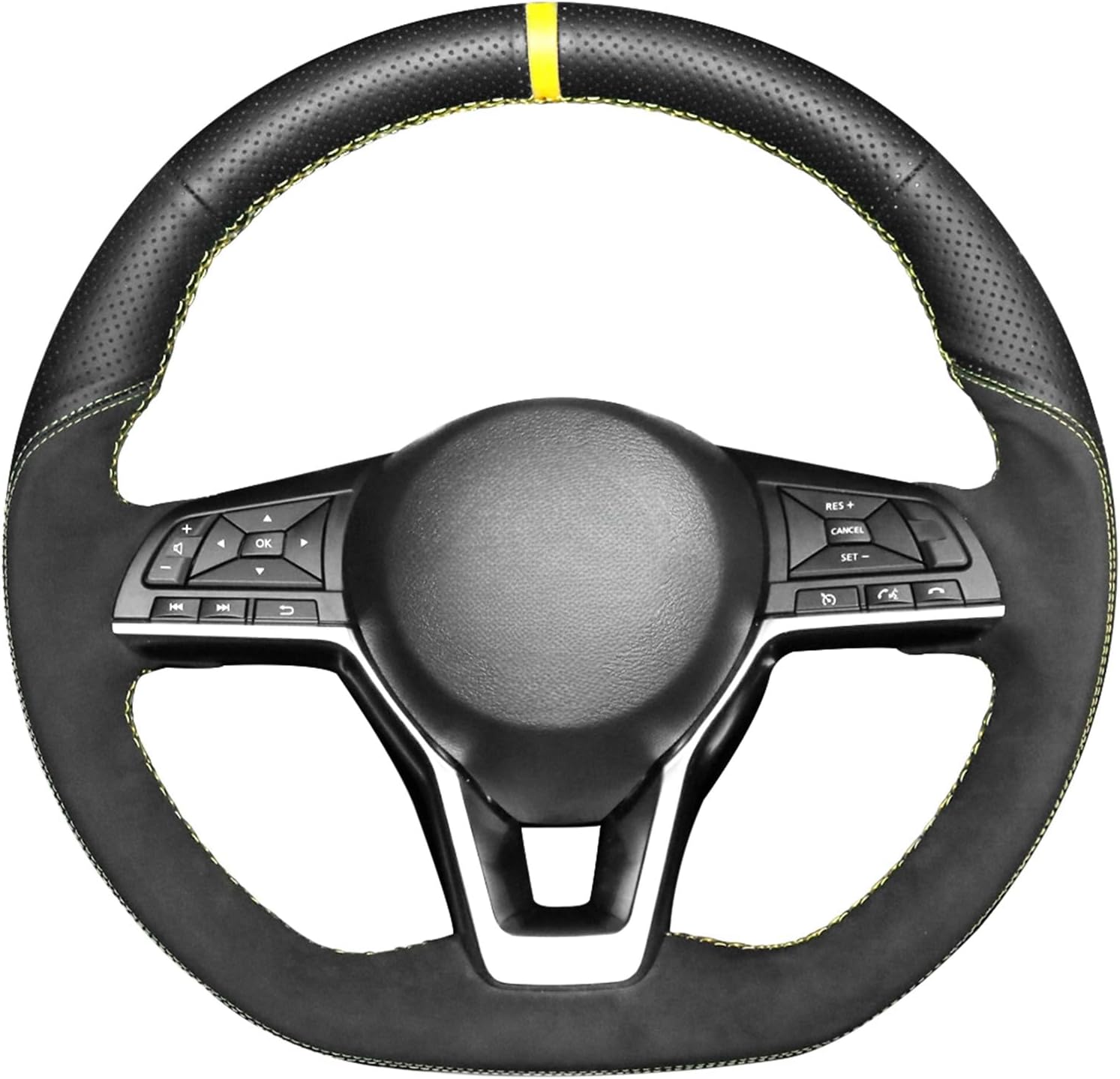 MEWANT Customized DIY Black Genuine Leather Car Steering Wheel Covers Wrap for Nissan X-Trail 2017-2019 Qashqai 2018 Rogue (Sport) 2017-2019 Leaf 2018 Kicks 2018 Micra 2017-2019 Altima 2019