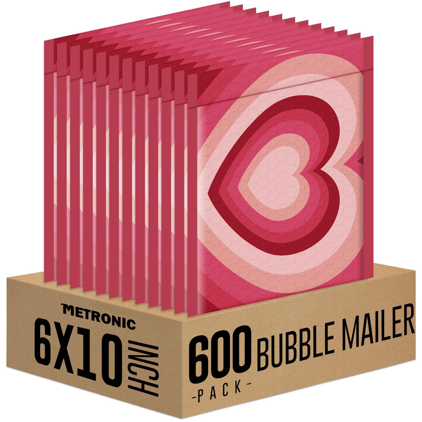 Metronic Bubble Mailers 6x10 Inch 600 Pack Usable Size 6x9", Cute Bubble Mailers Waterproof Padded Mailing Envelopes Bubble Padded for Shipping Gift,