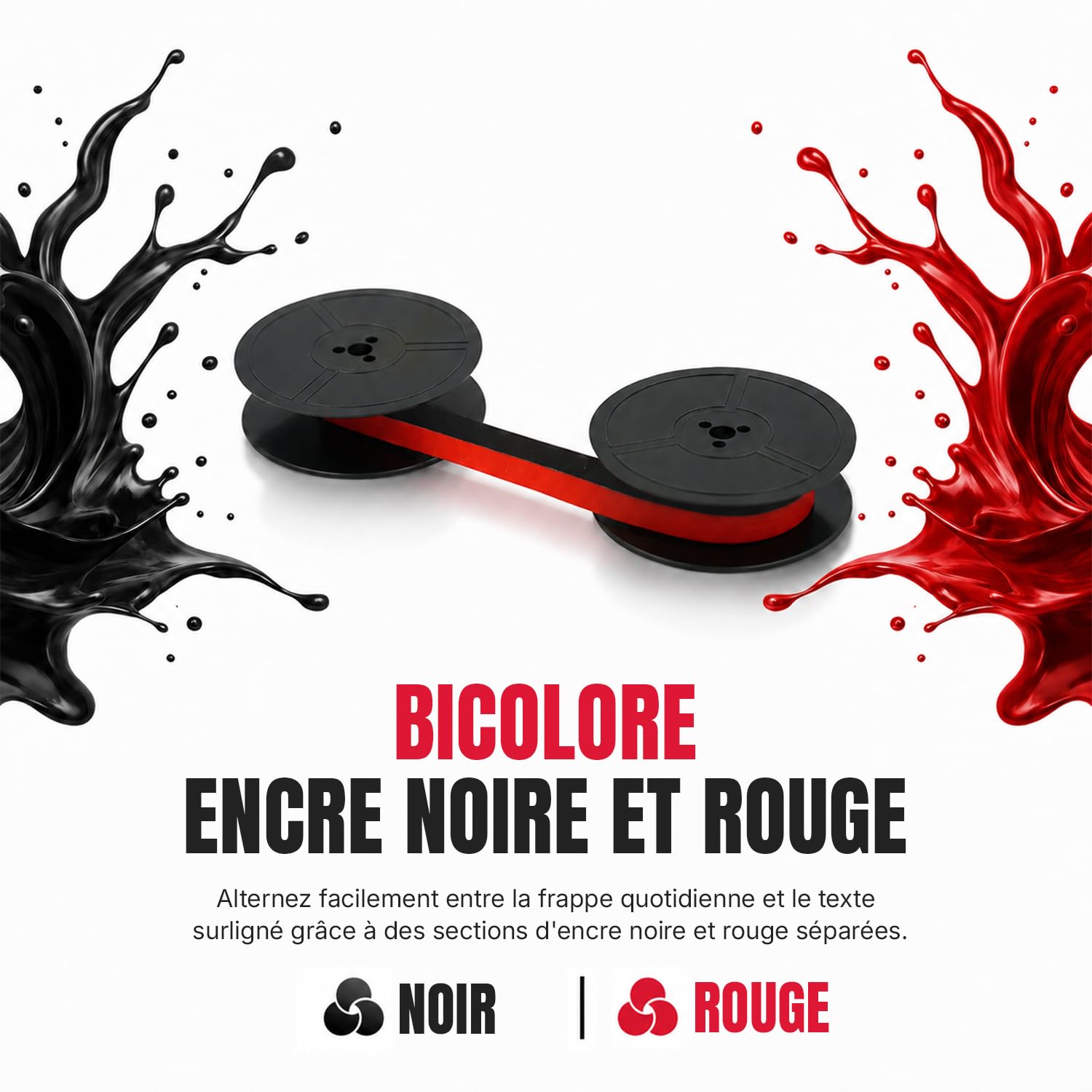 Printerfield Ruban pour Machine à Écrire, Double Bobine - Rouge et Noir (6 pièces)