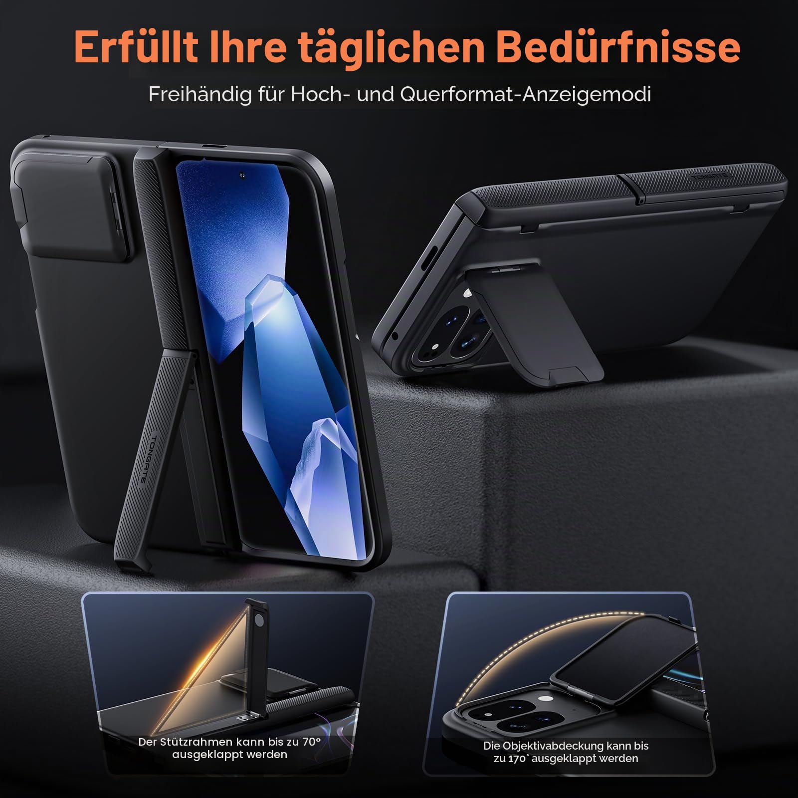 Tongate Magnetische Schutzhülle für Pixel 9 Pro, kompatibel mit Magsafe, [mit Kameraabdeckung & Scharnierschutz & Displayschutzfolie] Stoßfeste, robuste Standhülle für Google Pixel 9 Pro Fold