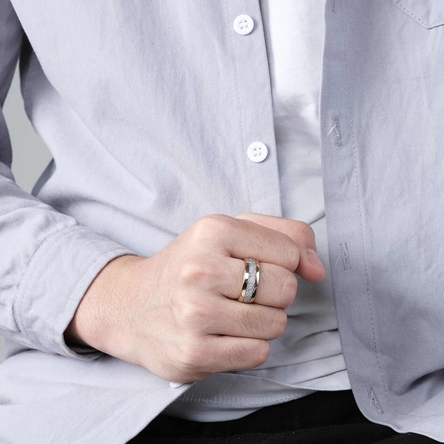 ANAZOZ His and Her Rings Matching Boyfriend and Girlfriend, 8MM Polished Tungsten Carbide Rose Gold Rings for Couple