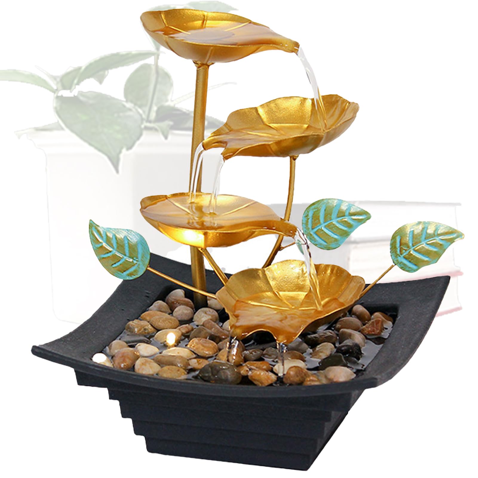 Fontaine d'eau Courante avec Lumière LED, Fontaine de Bureau Décorative pour Méditation, Décoration Maison