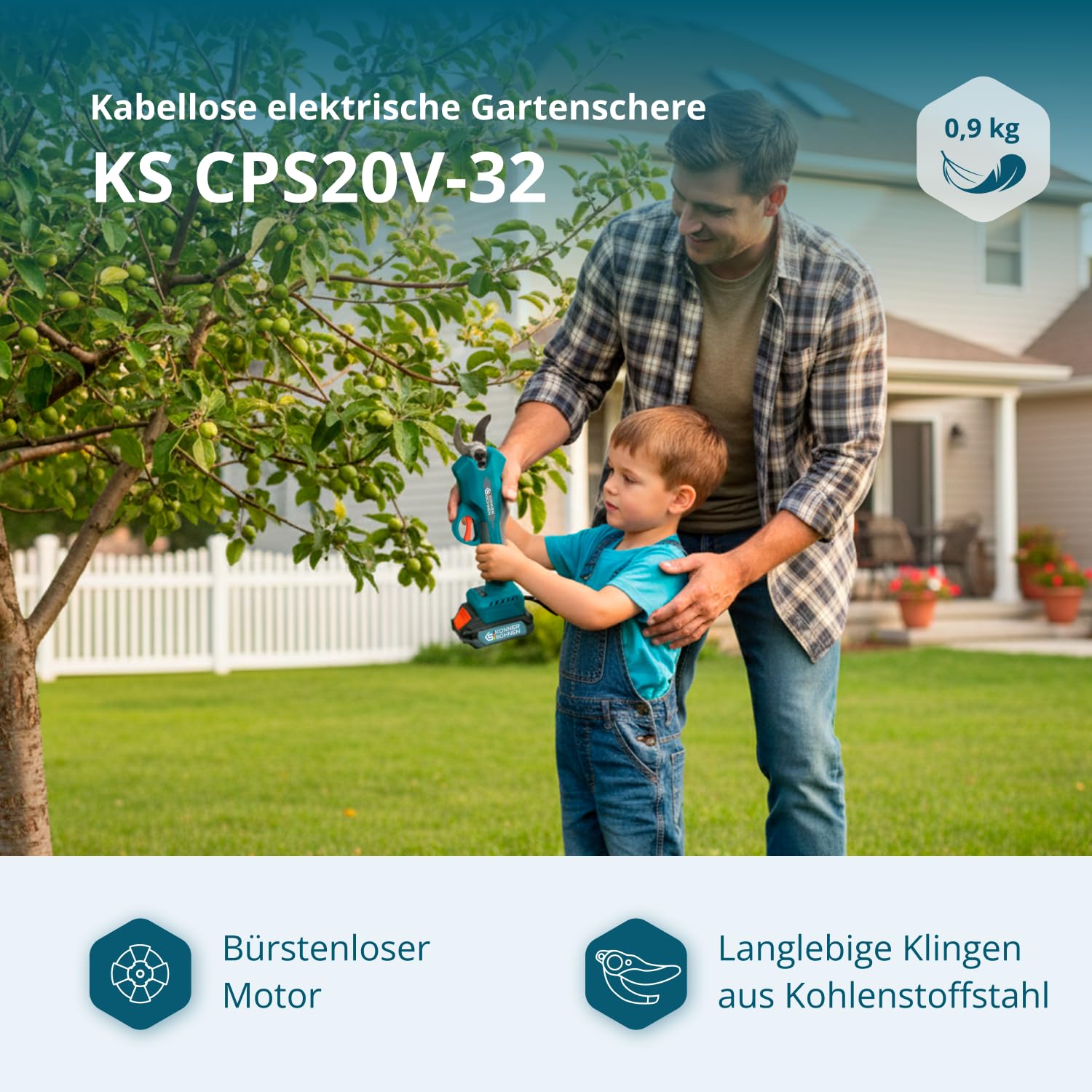 K&S Könner&Söhnen KS MCS-CSP - Kit para podar ramas y arbustos KS CPS20V-32 - Cortador de ramas + Mini motosierra KS MCS20V-8 + Cargador KS C45A + Batería KS 20V4-1 como regalo