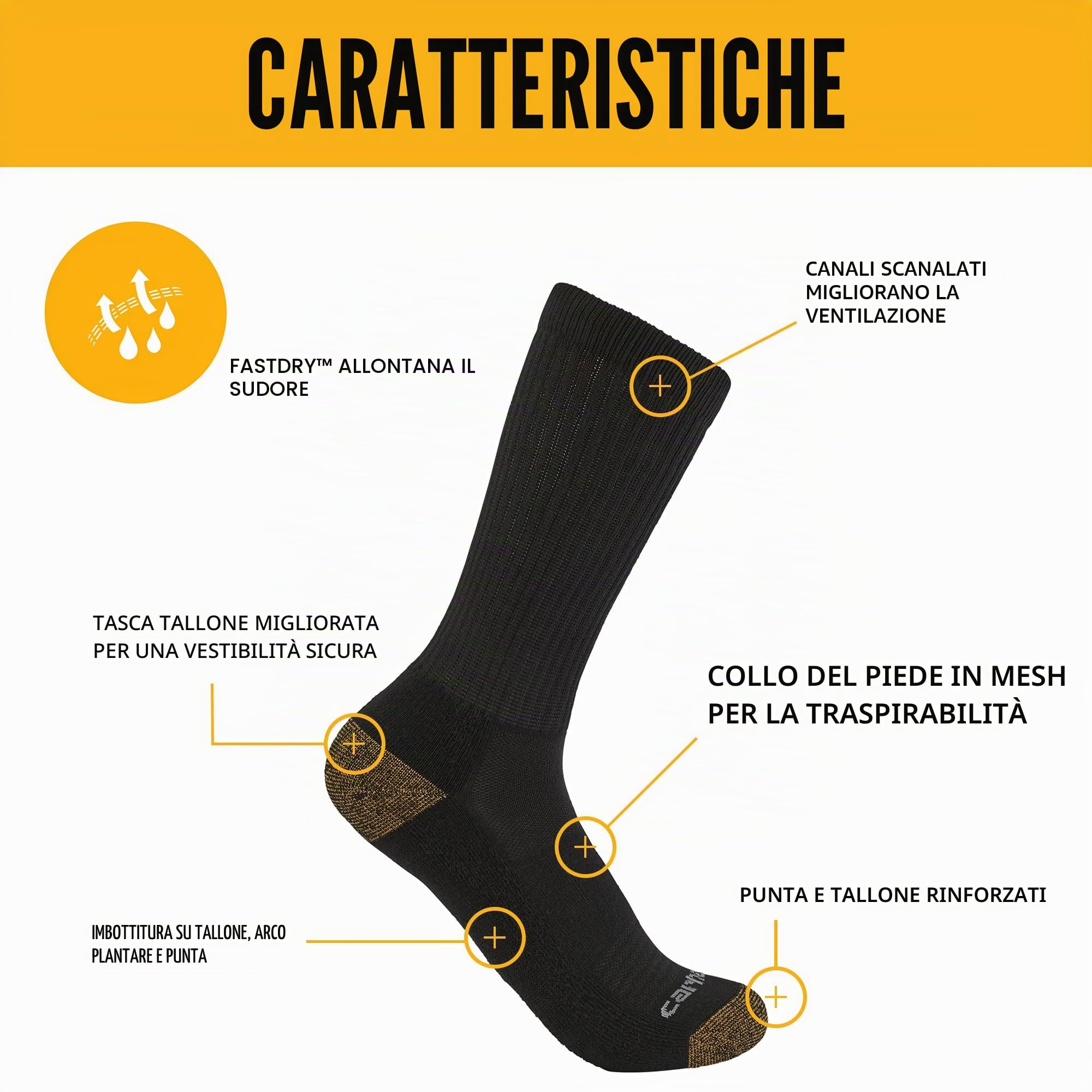 Carhartt Herren Midweight Crew Sock 6 Pack Socken (6er Pack)