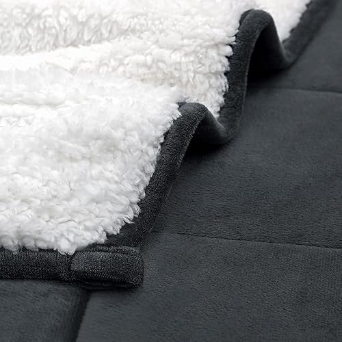Miniatura 6 de HBlife - Manta con peso de forro polar para adultos, manta de cama gruesa y afelpada de 15 libras con certificación Oeko-Tex, manta pesada