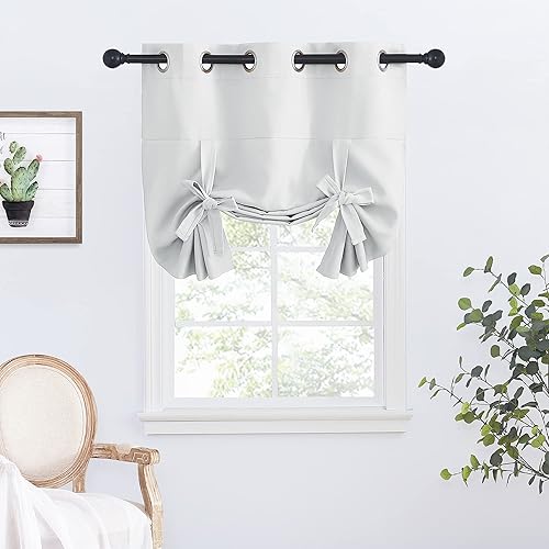 Vista 29 de NICETOWN - Cortina con ojales y cordones para amarrar (un panel, 46 pulgadas de ancho x 63 pulgadas de largo)