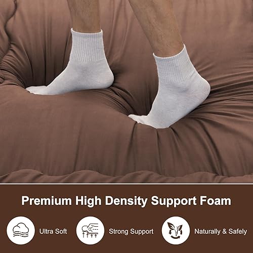 Miniatura 8 de Auemtyn Colchón japonés de suelo, colchón de futón japonés de 4 pulgadas, futón Shiki plegable y portátil (shikibuton), colchón grueso enrollable