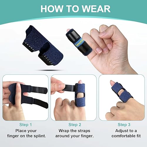 Miniatura 4 de Férula pequeña para dedos  Paquete de 2 soportes para dedos rotos, inmovilización de nudillos para dolor de artritis, lesiones deportivas