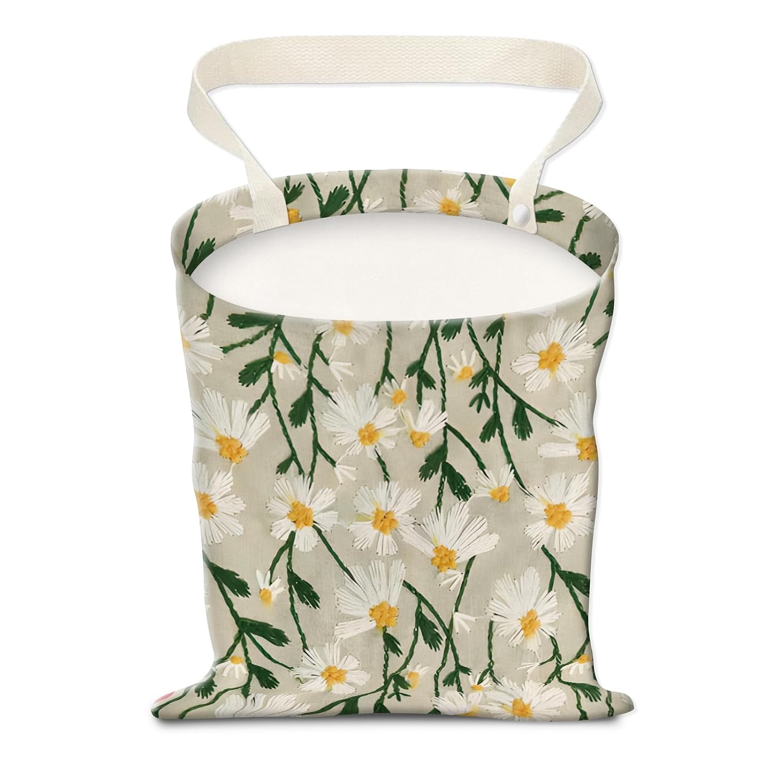 Car Trash Can, Hanging Garbage Bin for Men and Women, Cute Car Organizer and Storage Bag, Canvas Vehicle Trash Can Bag Easy-to-Install Cute Blue Floral