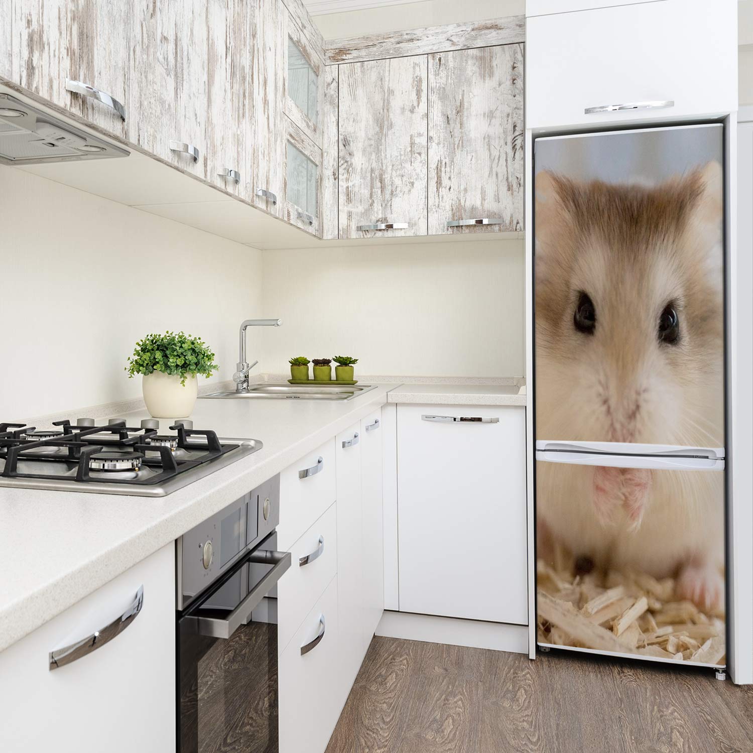 Tulup Autocollant Frigo Réfrigérateur 70x190cm Sur Un Mur Décoratif Auto-adhésif - Hamster