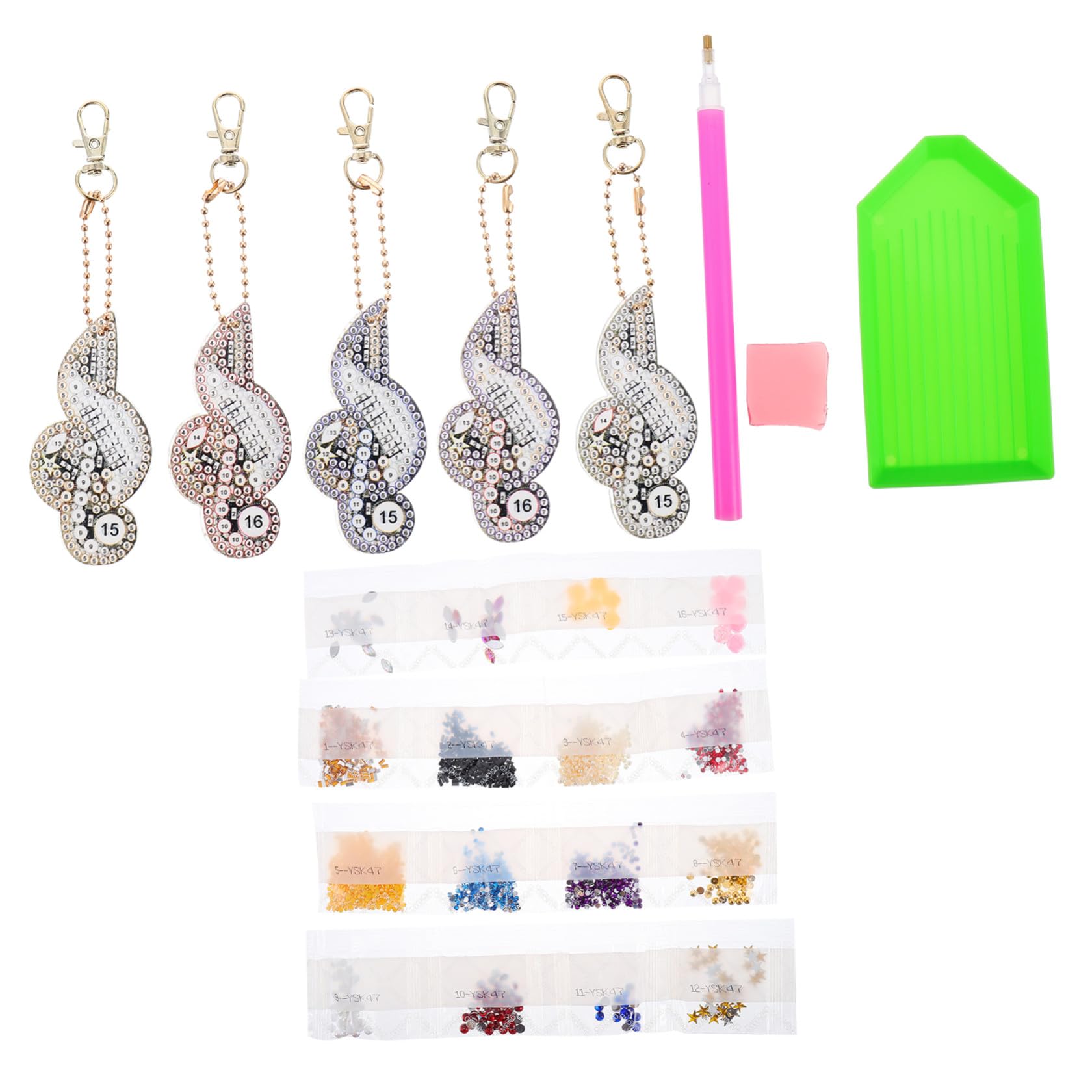 LIFKOME Nota Musical Diamante Pintura Llaveros Llavero Diy Pintura Taladro Llavero Colgante Bricolaje Llavero Colgante De Llavero De Diamante 5d Llavero Llavero Resina