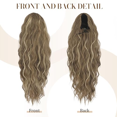 Miniatura 6 de Extensión de cola de caballo rizada con cordón de 18 pulgadas, pelo sintético de aspecto natural para mujer, elegante cola de caballo para uso