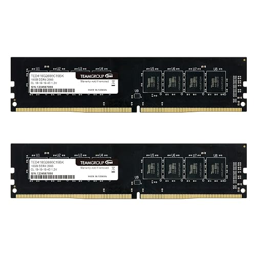 TEAMGROUP Elite DDR4 32GB Kit (2 x 16GB) 2666MHz (PC4-21300) CL19 UDIMM 288 Pin Desktop Memory - TED432G2666C19DC01