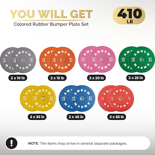 Miniatura 193 de 2 Inch Bumper Plates，10-500lbs，Barbell Rubber Olympic Weight Plates Set for Home Gym, Strength Training & Weight Lifting, Multiple Options