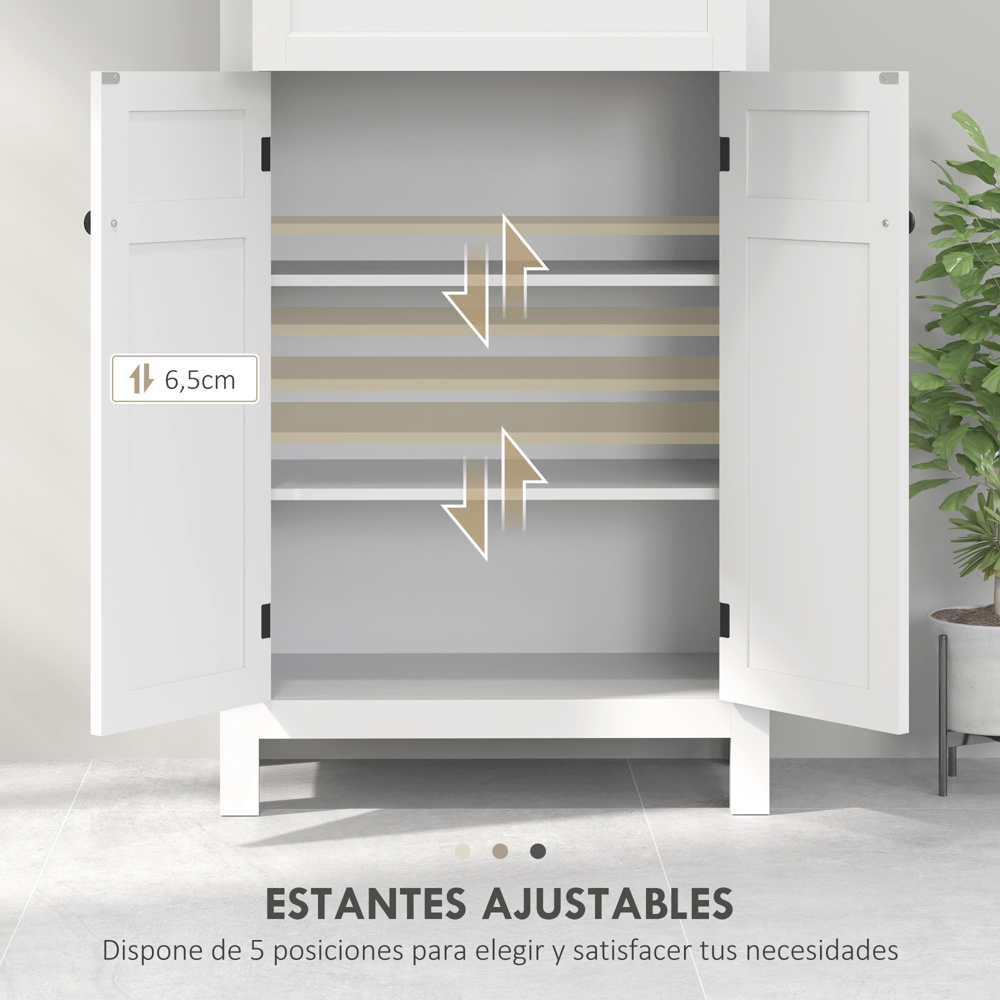 HOMCOM Columna de Baño Armario Alto 2 Puertas Cajón 60x30x102,5 cm Blanco | Estantes Ajustables, Diseño Moderno
