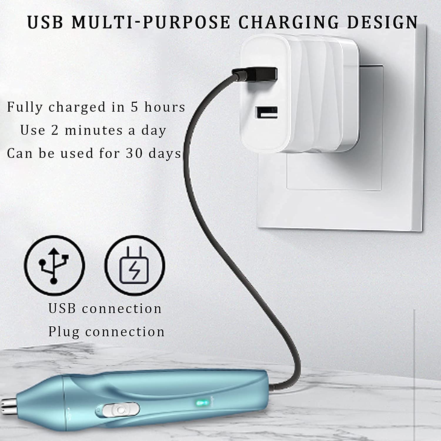 Trimmer per Capelli Naso, USB Ricaricabile Orecchio e Naso Trimmer per Capelli per Uomo Professionale per Capelli indolore per Capelli, Kit da Uomo con Trimmer per Capelli per Orecchio Elettrico
