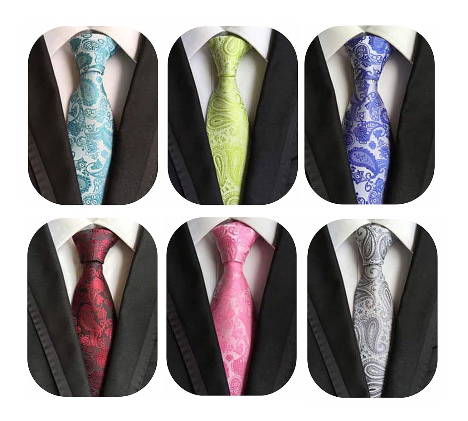 6 Pack Classic Men's Silk Tie Necktie Men's Ties Formal Mens Neckties 8cm for Business And Wedding,Woven Neck Ties 6 Pack-Set A