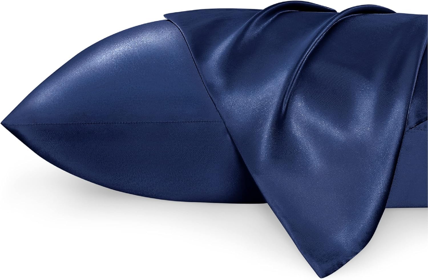 Bedsure Satin Pillowcase for Hair - Similar to Silk Pillowcase, Cooling Pillow Cases 2 Pack with Envelope Closure, Gifts for Women, Queen & Standard Size 50x75 cm, Navy Blue