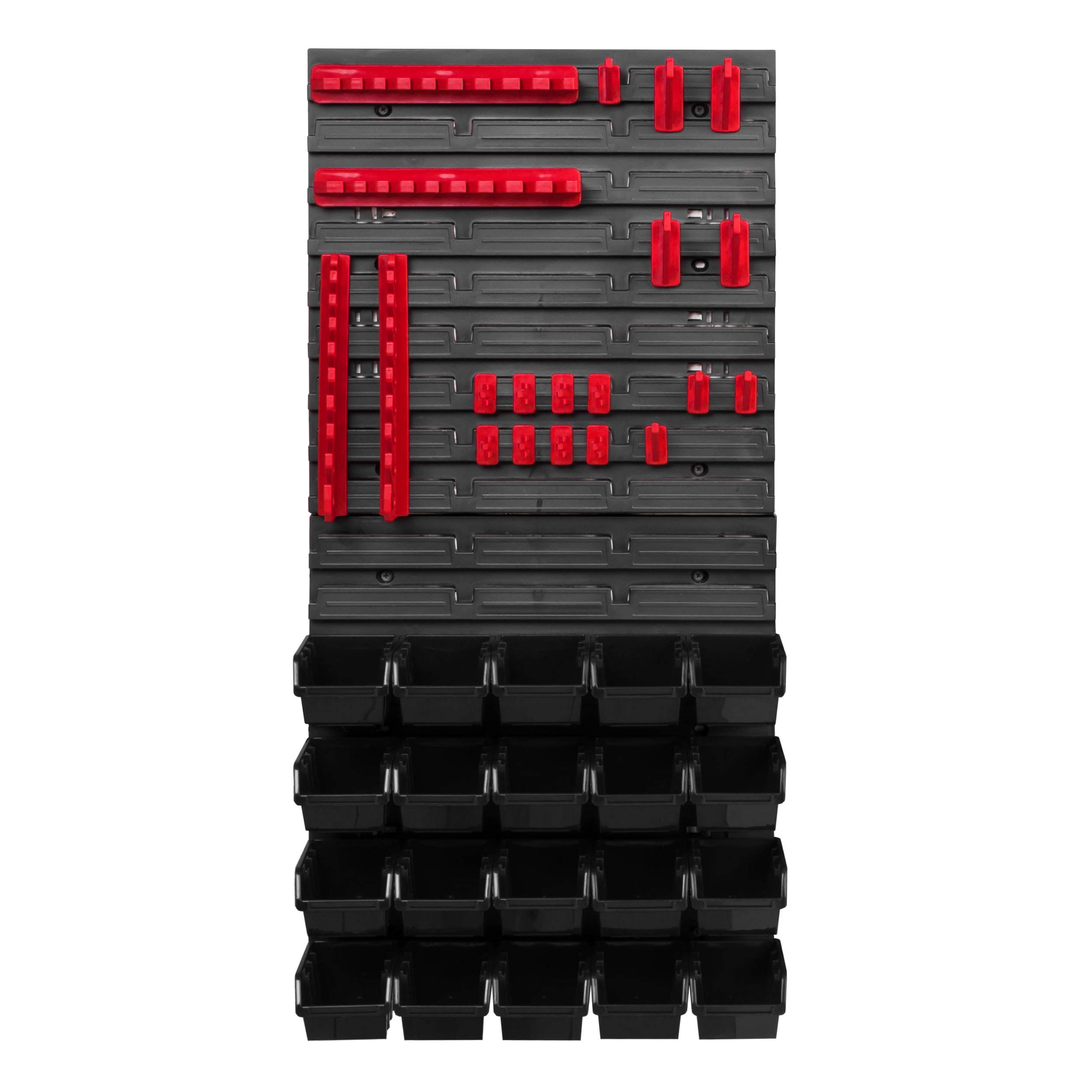 20 Pudełek do Układania w Stos, Uchwyt na Narzędzia, Regał Ścienny, Ścianka Narzędziowa 39 x 78 cm, System Magazynowy, Pojemniki do Magazynowania, Bardzo Mocne Płyty Ścienne, Możliwość Rozbudowy