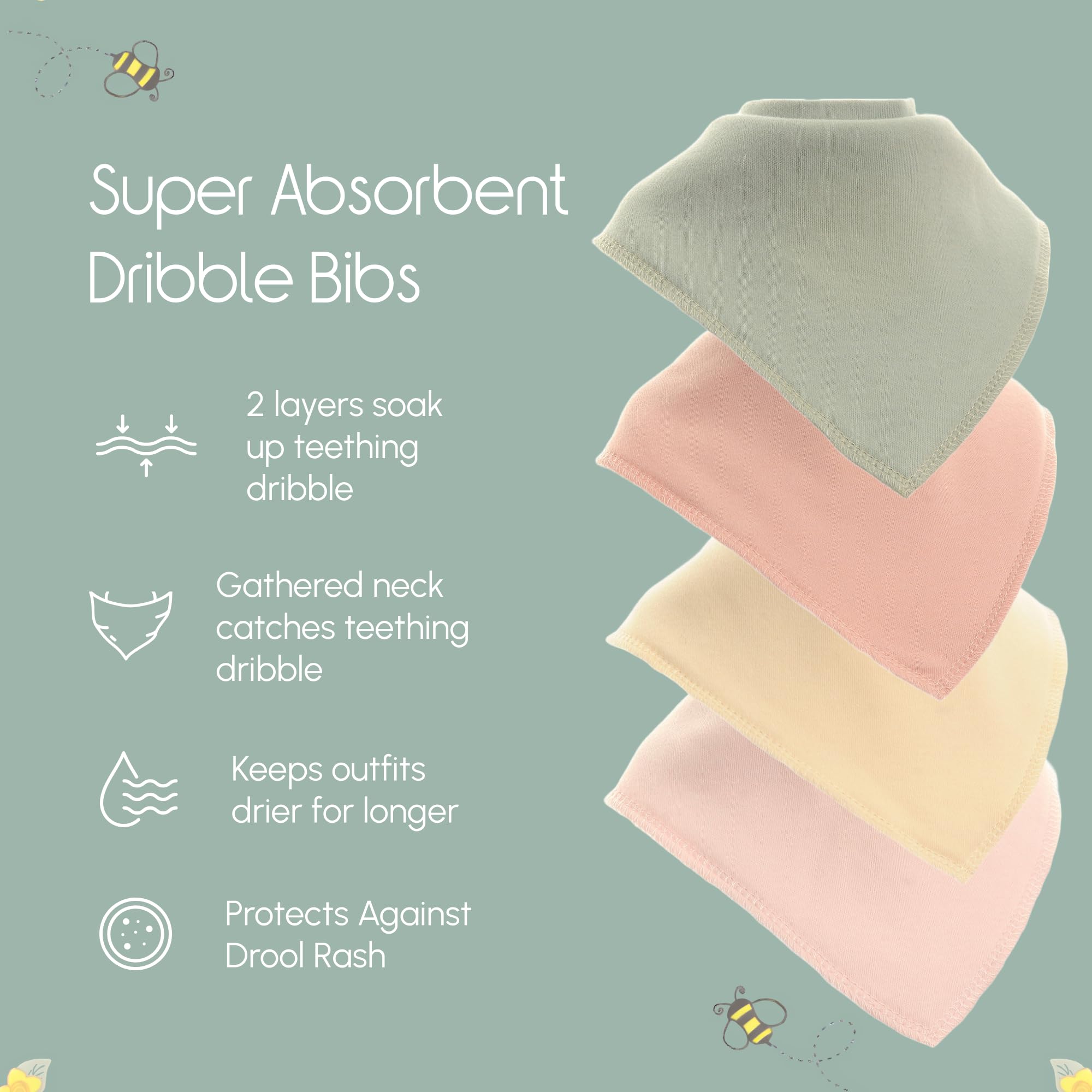Bandana Dribble Bibs - Cotton Front Baby Bibs Newborn to 24 Months - Newborn Baby Gifts - Bibs For Comfortable Kids — view 119