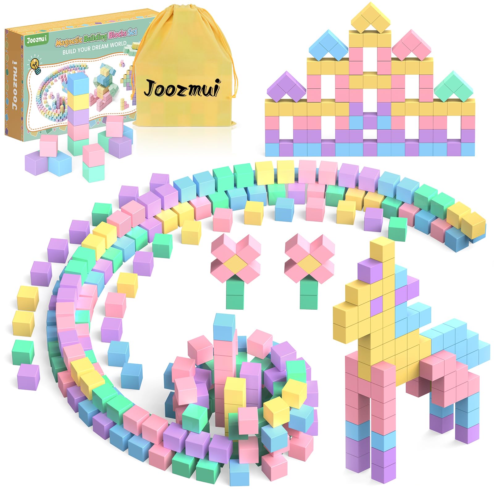 Joozmui Magnetic Building Blocks for Kids 45 PCS Magnetic Blocks For Kids Boys Toys Age 3 4 5 6 7 8 Travel Construction Toys Gifts for Boys Girls Montessori Sensory Toys (0.98 Inch*0.98 Inch)