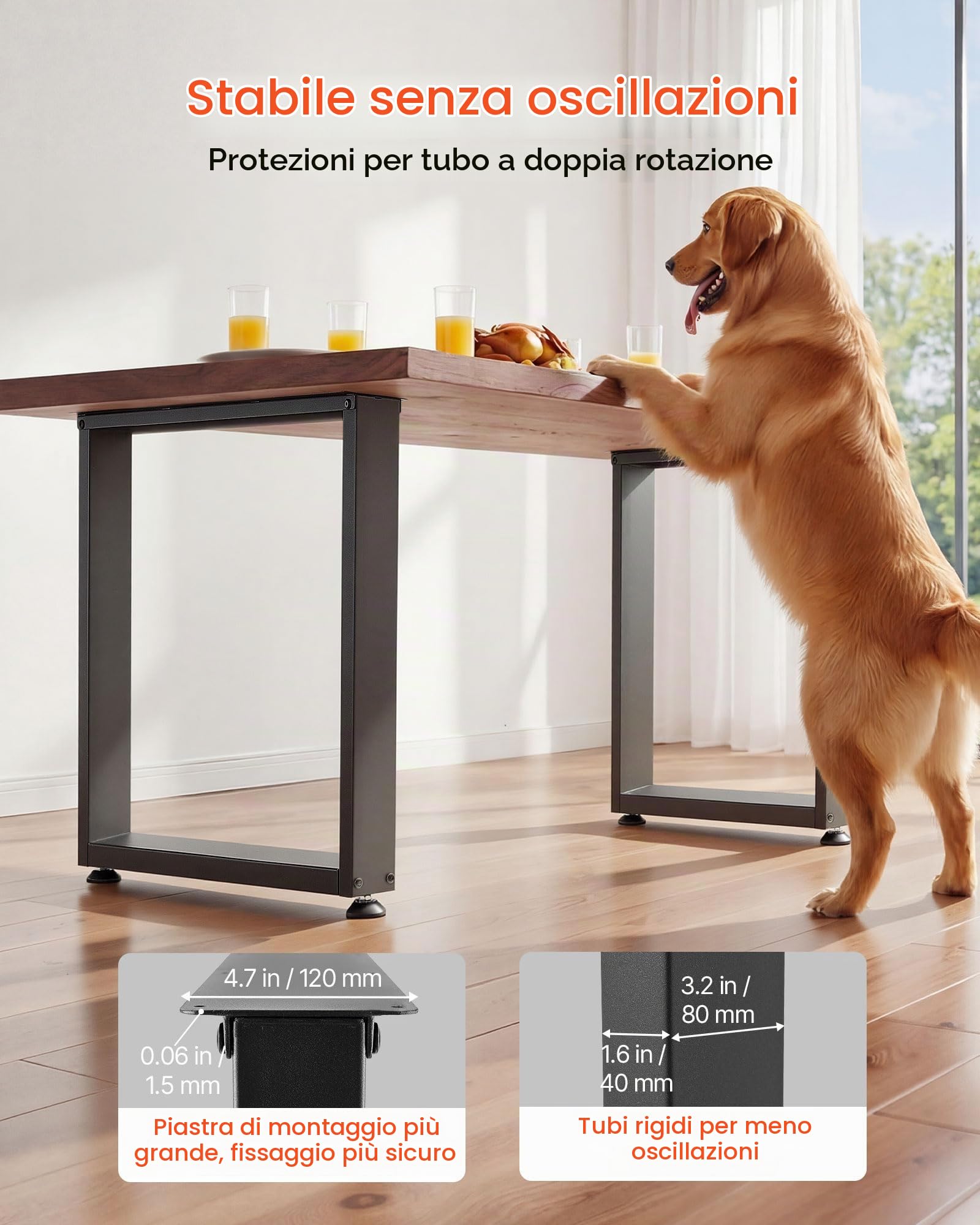 VEVOR Gambe per Tavolo in Acciaio, Gambe per Scrivania Smontabili, Design Modulare, Struttura Quadrata Stabile, Facile da Montare, Carico Max. 1000 kg, per Tavoli da Caffè, 75 x 90 cm, 2 Pezzi, Nero
