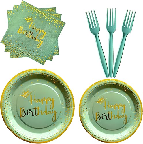 Miniatura 19 de Juego de 96 platos y servilletas de cumpleaños morados y plateados con decoraciones de fiesta de feliz cumpleaños, platos de papel, servilletas