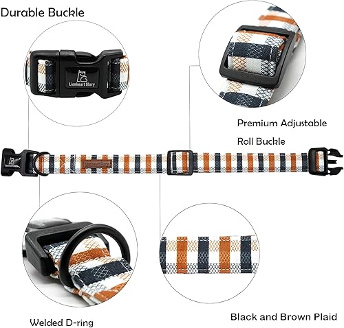 Miniatura 2 de Lionheart glory Collar de perro a cuadros, collar de perro de otoño, collar de perro hembra o macho, collar de perro ajustable resistente para perro