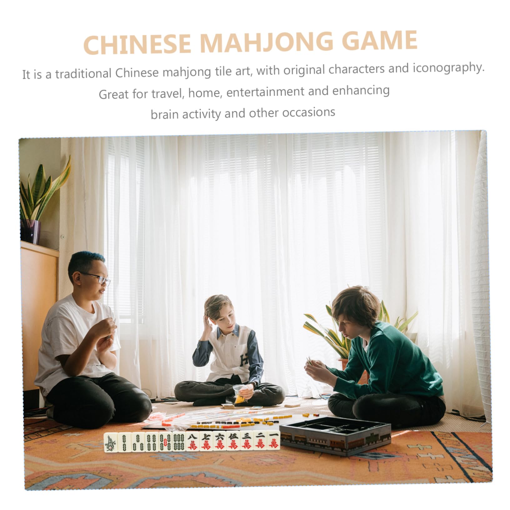 VICASKY Jeu de Mahjong Chinois Portable pour Voyages Camping avec Tuiles Numérotées