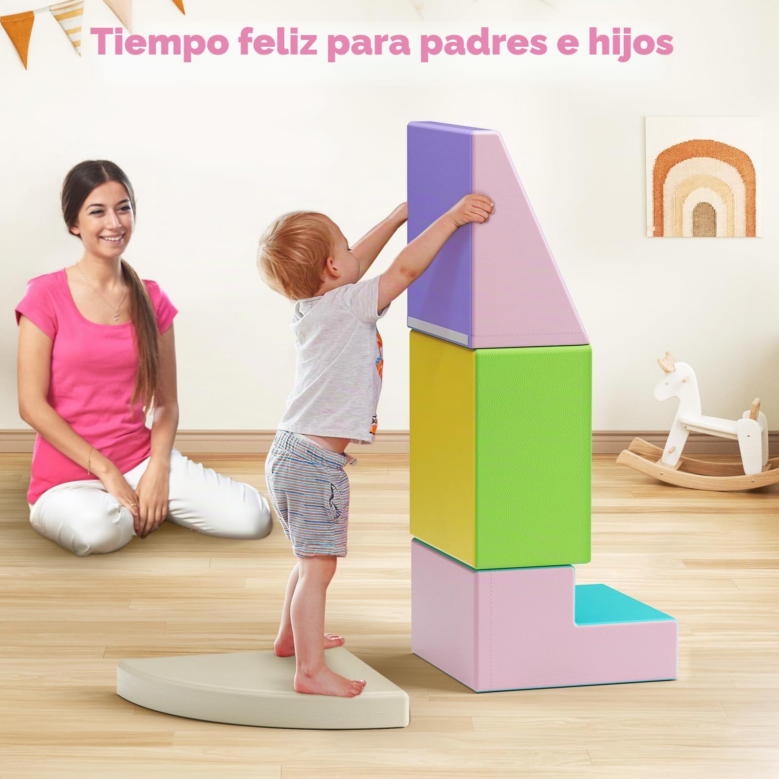 Bloques de espuma para niños, 4 unidades de bloques de construcción blandos para escalar, bloques de construcción gigantes, habilidades motoras (JM-1541)