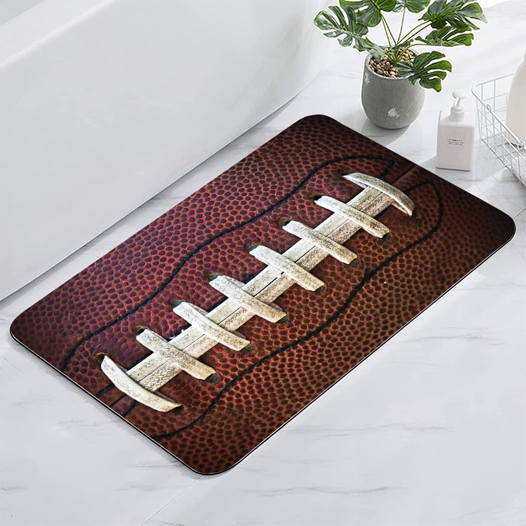 HommomHBathroom Rugs Non Slip Black Bath Mats Super Absorbent Bath Mat for Bathroom, 24"x17"，American Football Fun Traditional Sport, Super Absorbent Bath Mat for Man Boy Teen