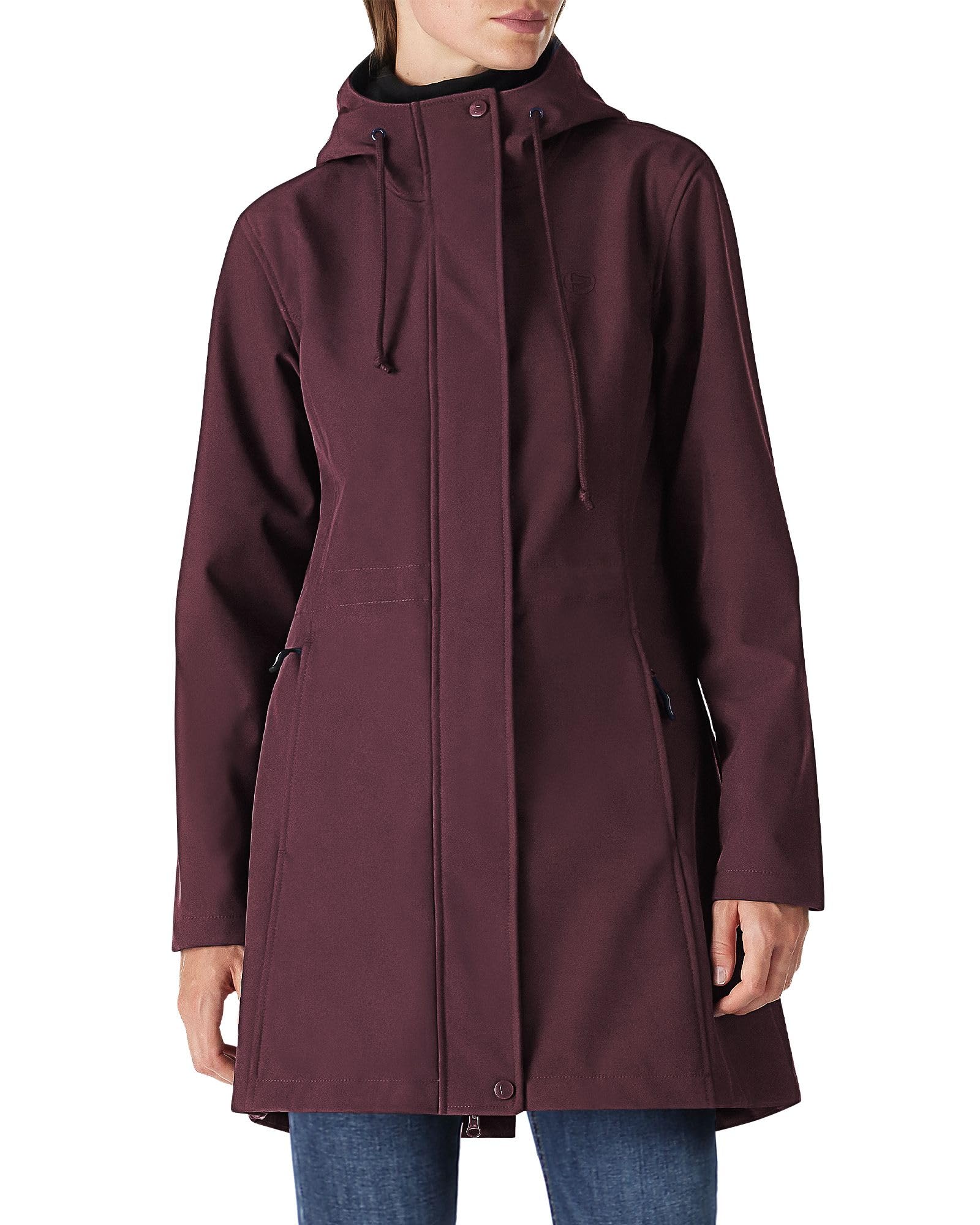 Damen Regenjacke Softshell (Dunkelrot, XS)