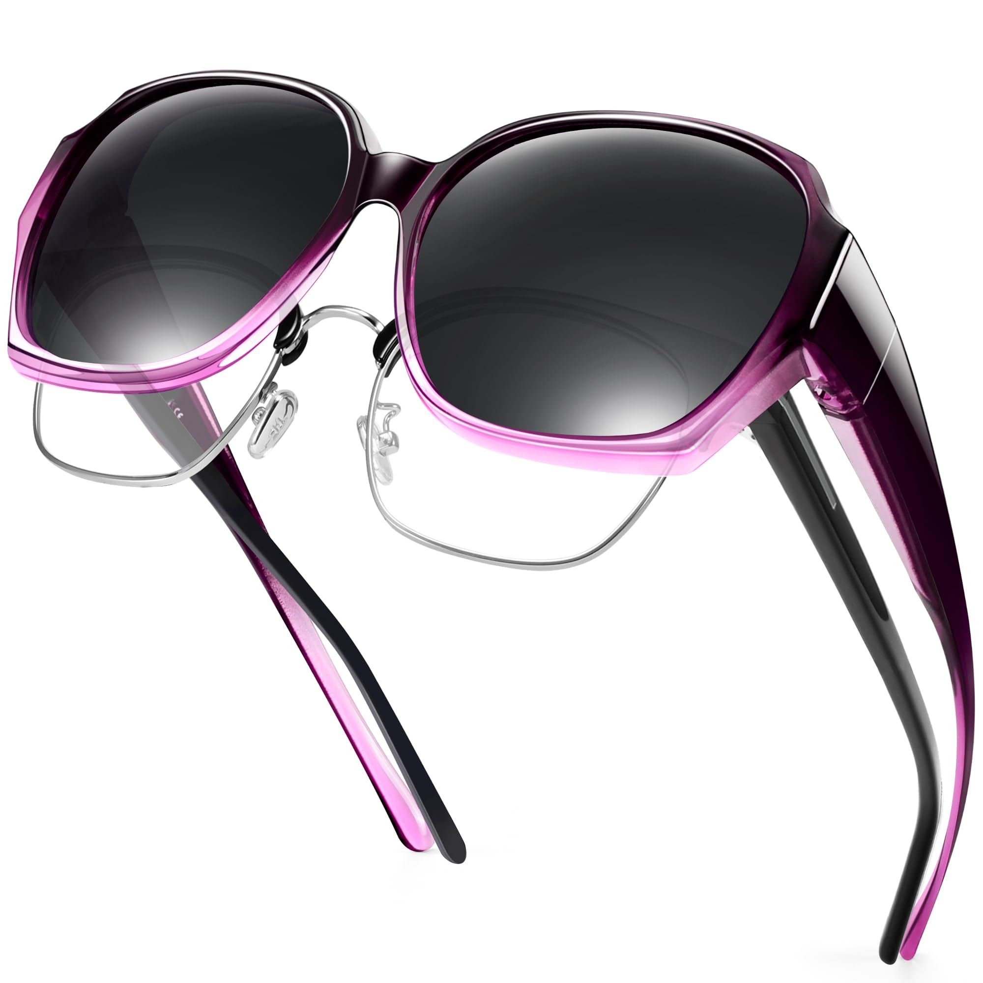 URUMQI Überzieh Sonnenbrille für Herren Damen | Polarisiert TR90 Rahmen Sonnenbrille UV-Schutz Überbrille für Fahren