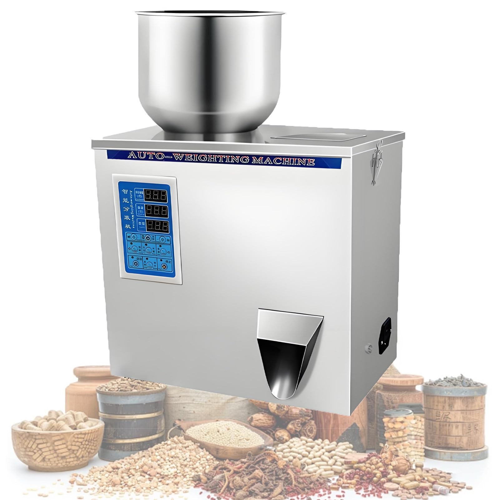 Ofyphth Automatic Particle Powder Filling Machine, 10-500g Powder Filling Machine, with ±0.2g Accuracy, with Three Speed Sett-ings, for Tea Seeds Grains Powder. 200g