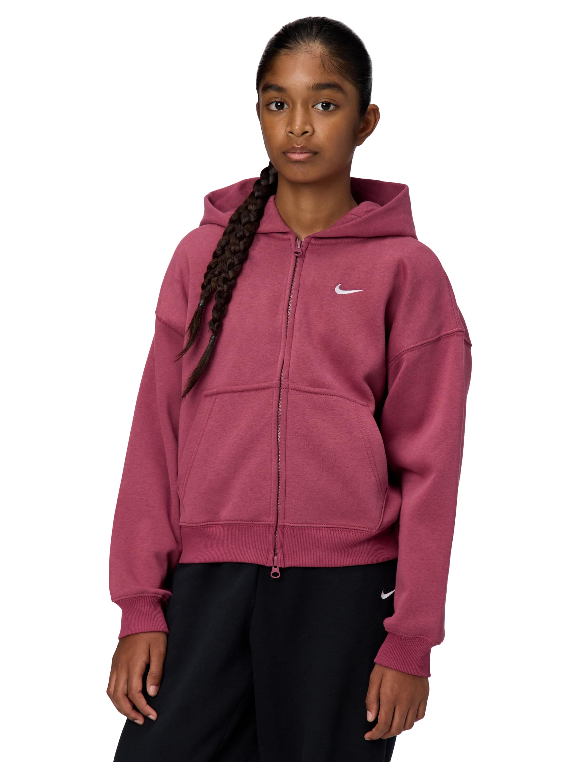 Girls' Nike Studio Fleece Oversized Full-Zip Hoodie Sweatshirt