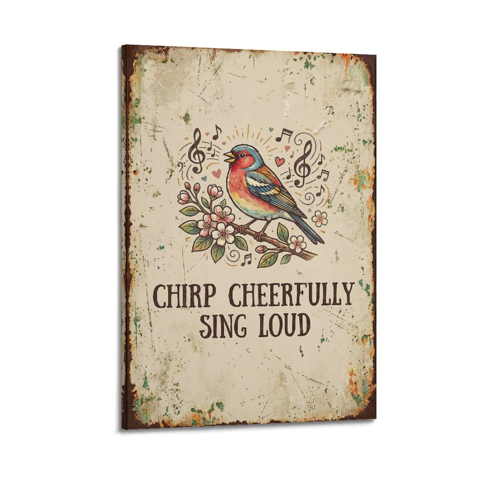 OKAHYS Nautical Songbird Bird Poster Chirp Cheerfully Sing Modern Decorative Canvas Prints - Ideal Wall Art for Family, Man Cave, Game Room, Boys & Girls Bedroom 20x30inch
