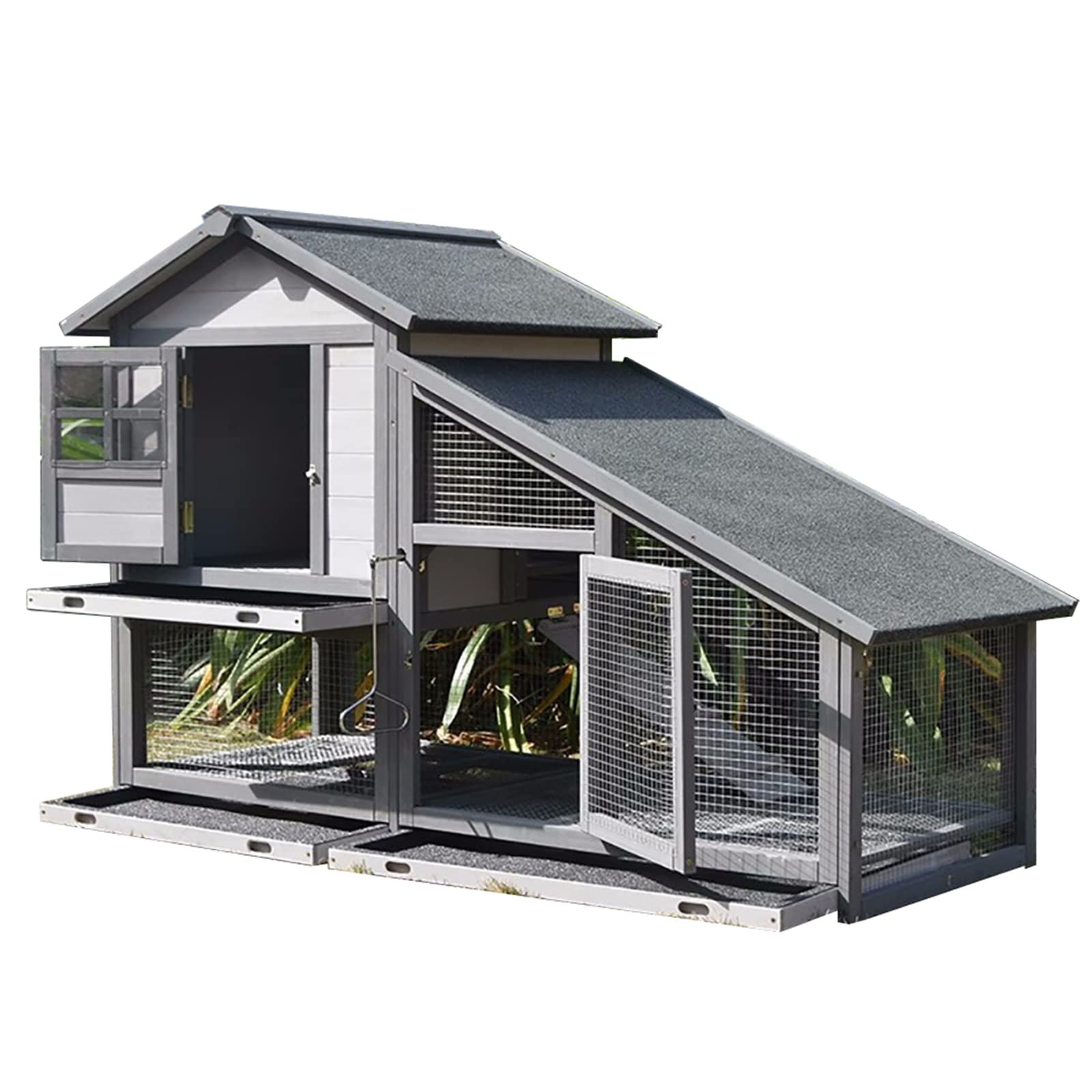 conejera casa para conejos Exterior Conejera Resistente a la intemperie Fondo de alambre, Grande De madera Conejera Jaula para conejos para 4-5 conejos, Casa para animales de compañía para jardín exte