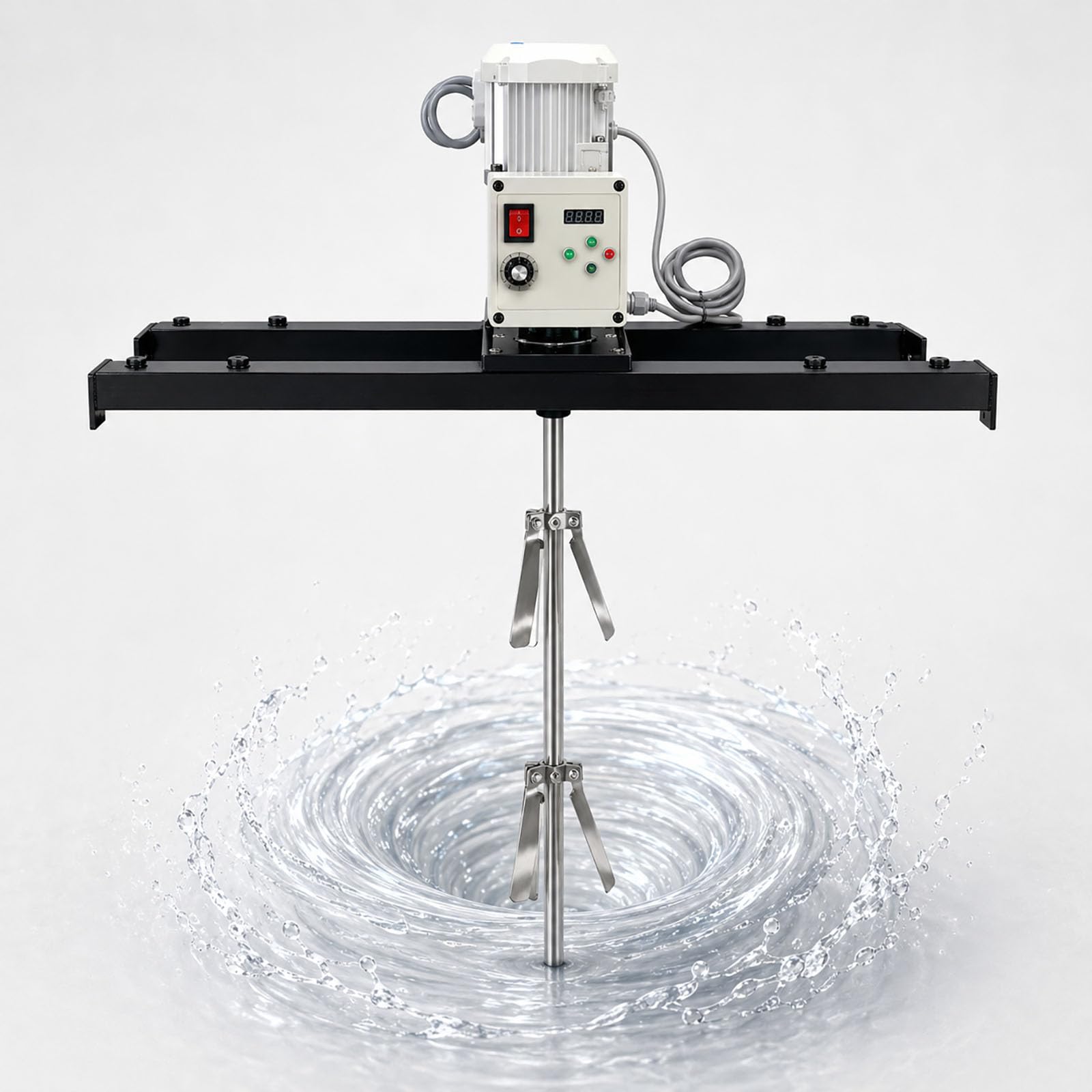 Mezclador Eléctrico para Contenedor IBC 2100w, Agitador Industrial con Soporte Ajustable 75–120 Cm, Motor Servo Sin Escobillas, 200–3000 RPM, Hélices De Acero Inoxidable