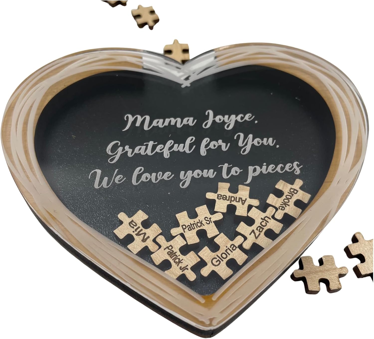 Gift for Grandma Grand Childrens Names on Heart Personalized Puzzle Gift Magnet Gifts with Grandchildren's Names Customized Family Hearts Gifts for Memaw, Nana, Mom or Grandpa
