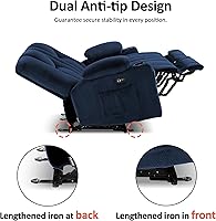 Vista 6 de MCombo Zero Gravity 3 Seater Power Reclining Sofa with Console, Heat and Vibration Massage, Recliner Couch for Living Room, Fabric 6035SET