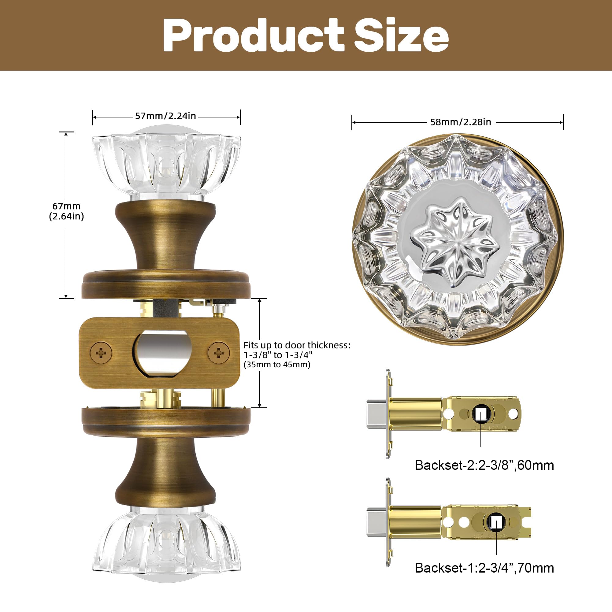 Snapklik.com : Antique Brass Glass Door Knobs, Crystal Door Knob
