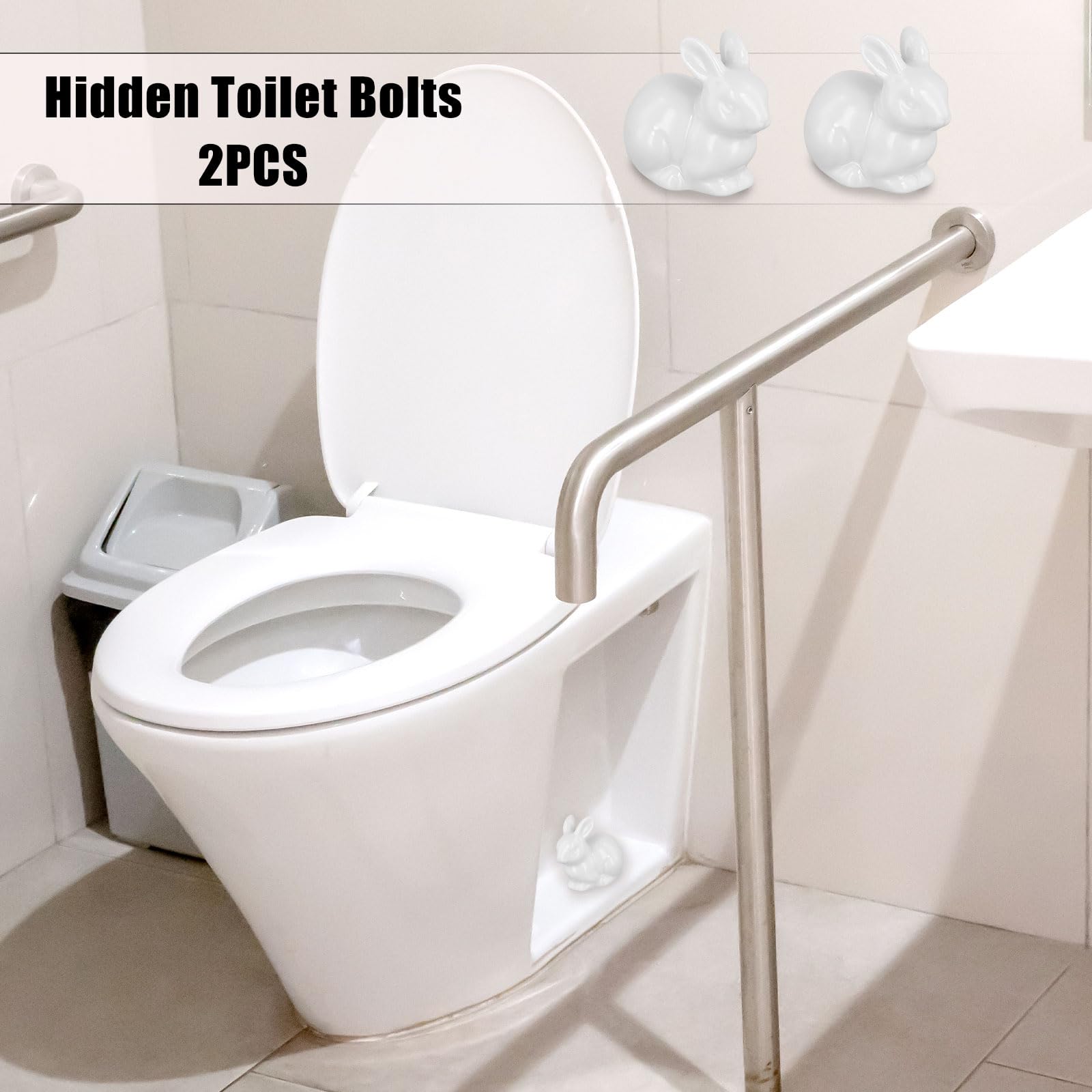2 Stück Toilettenbolzenabdeckungen Kaninchen - Keramik Deko Für Badezimmer