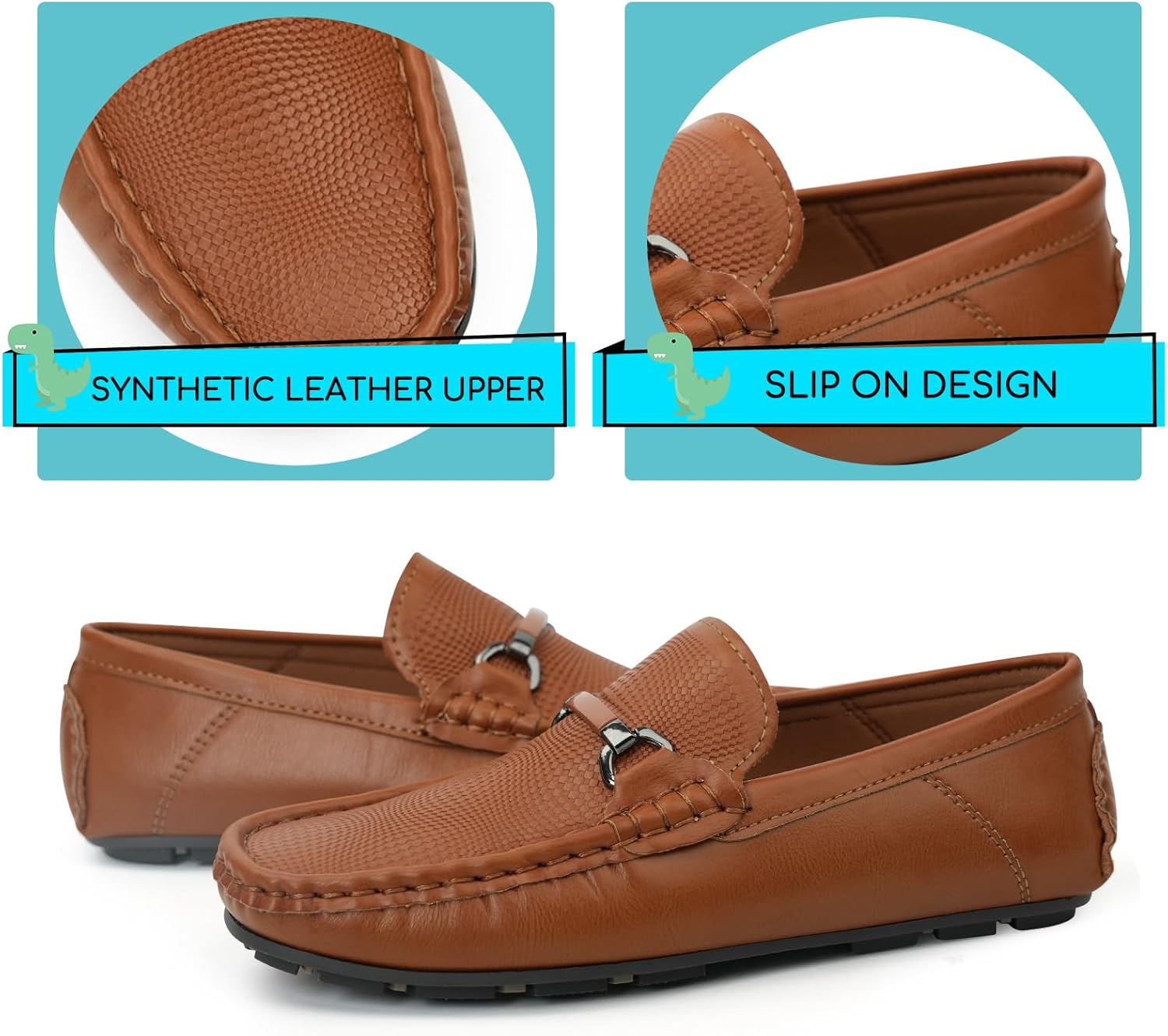 JABASIC Kids Penny Loafer Casual Slip-On Moccasin Flats Boys Dress Shoes - Image 2