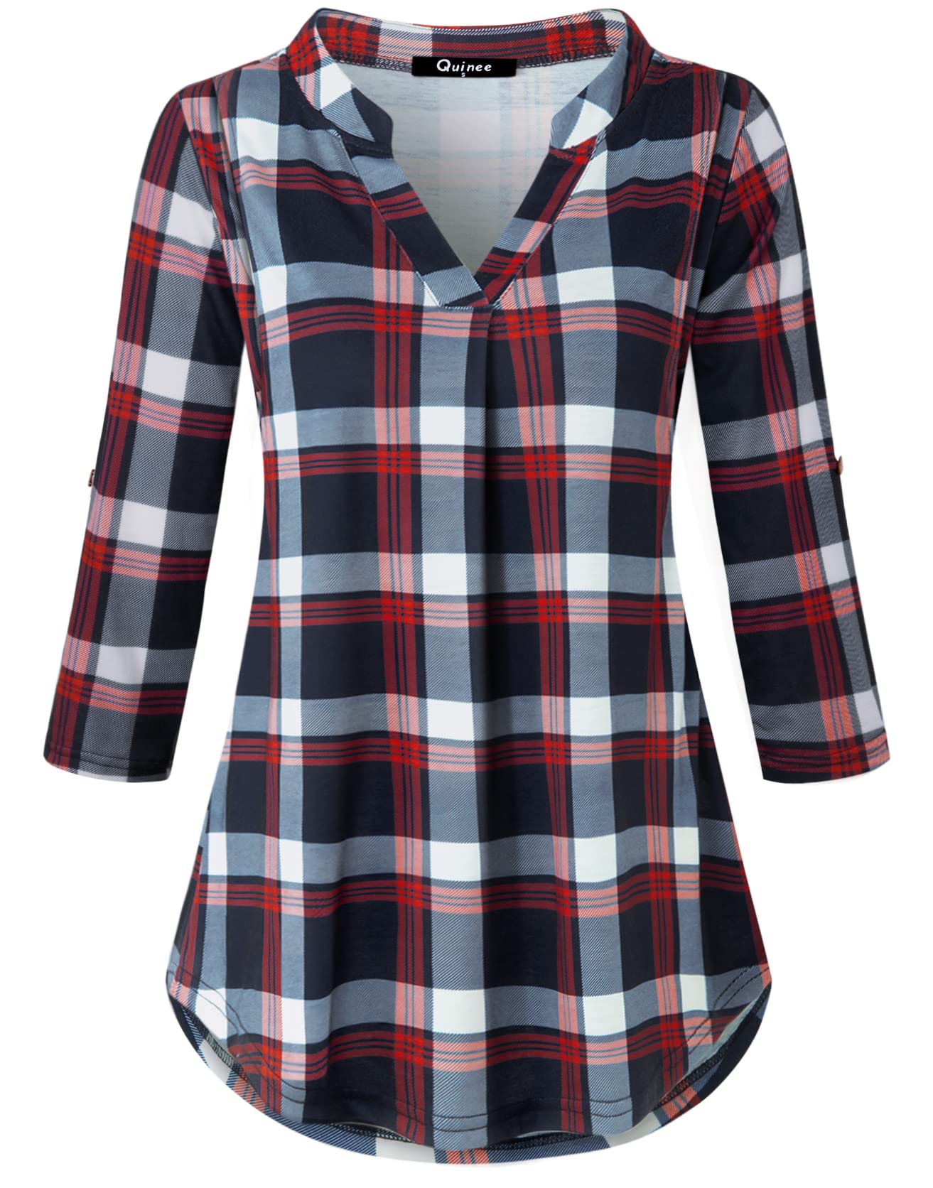 Quinee Still-Tops zum Stillen, Mutterschaft, 3/4-Ärmel mit gerollten Ärmeln, Still-Shirts für Damen
