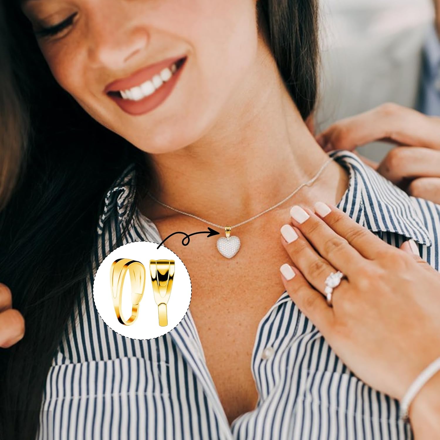 200 Pcs Pinch Bail for Jewelry Making, Pinch Bails for Pendants Necklace Pendant Clasps Connectors Pinch Clip for for Necklace Dangle Charm DIY Craft Making, Gold, 3x7x2.7mm - Image 5