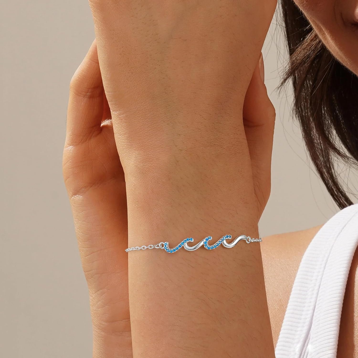 Wave Bracelets for Women - Valentines Day Gifts for Her, Jewelry Gift for Bestie, Sister, Mom, Daughter, Wife, Girlfriend, Grandma, Aunt | 21st 30th 40th 50th 60th 70th Birthday Gifts for Women - Image 7