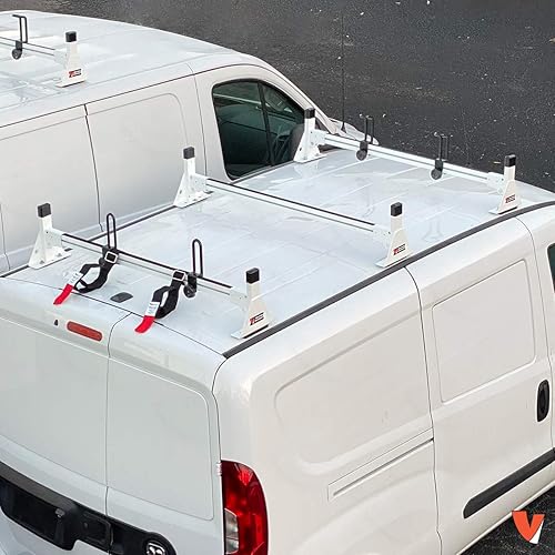 Miniatura 3 de Vantech H1 3 Bar para RAM ProMaster City Aluminio Escalera Techo Rack 2015-On, Blanco