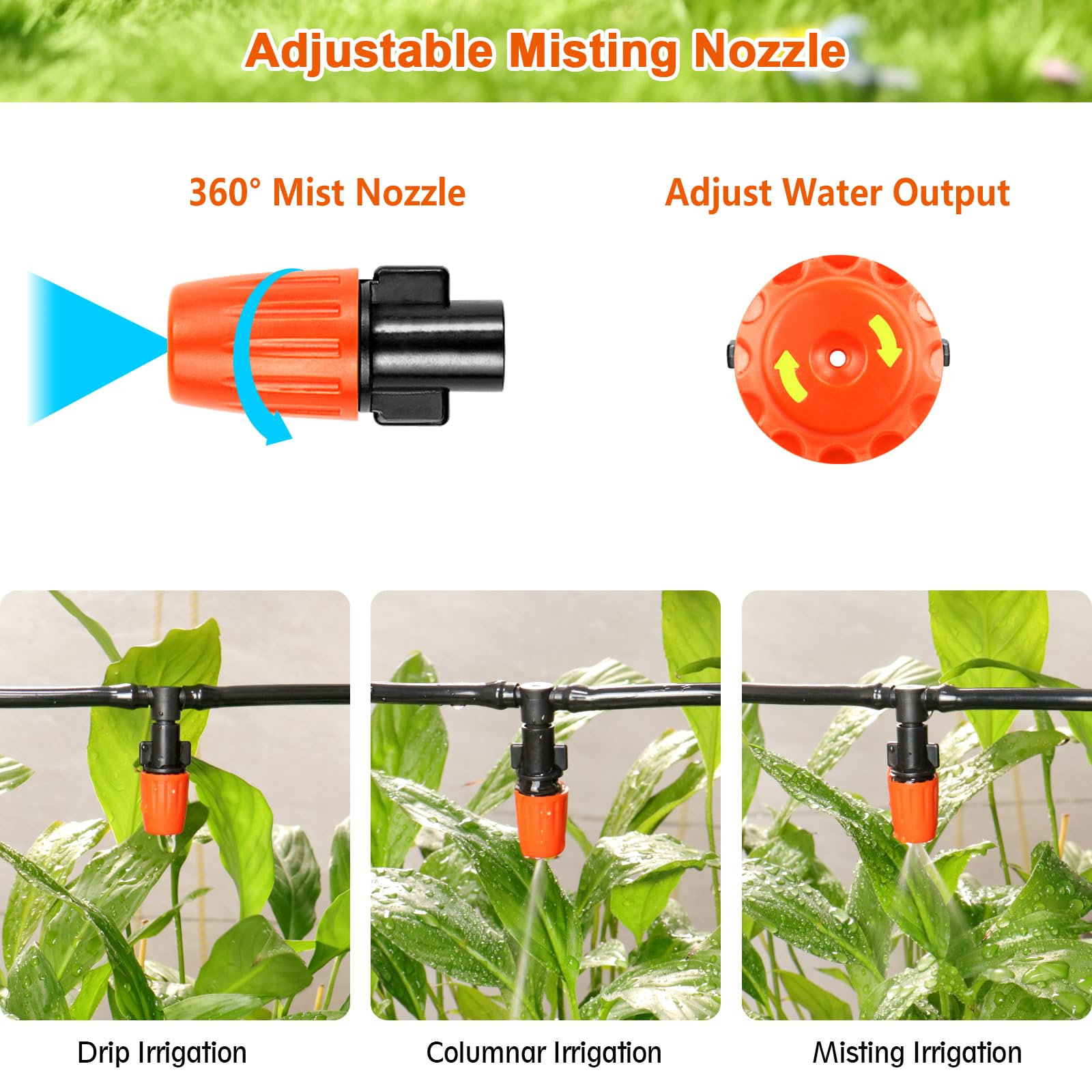 Gardrip Kit de accesorios de riego por goteo de 280 piezas para tubos de 1/4 pulgadas: conectores de púas para sistema de goteo Gardrip de 1/4 pulgadas (boquillas, boquillas en T, válvulas, púas