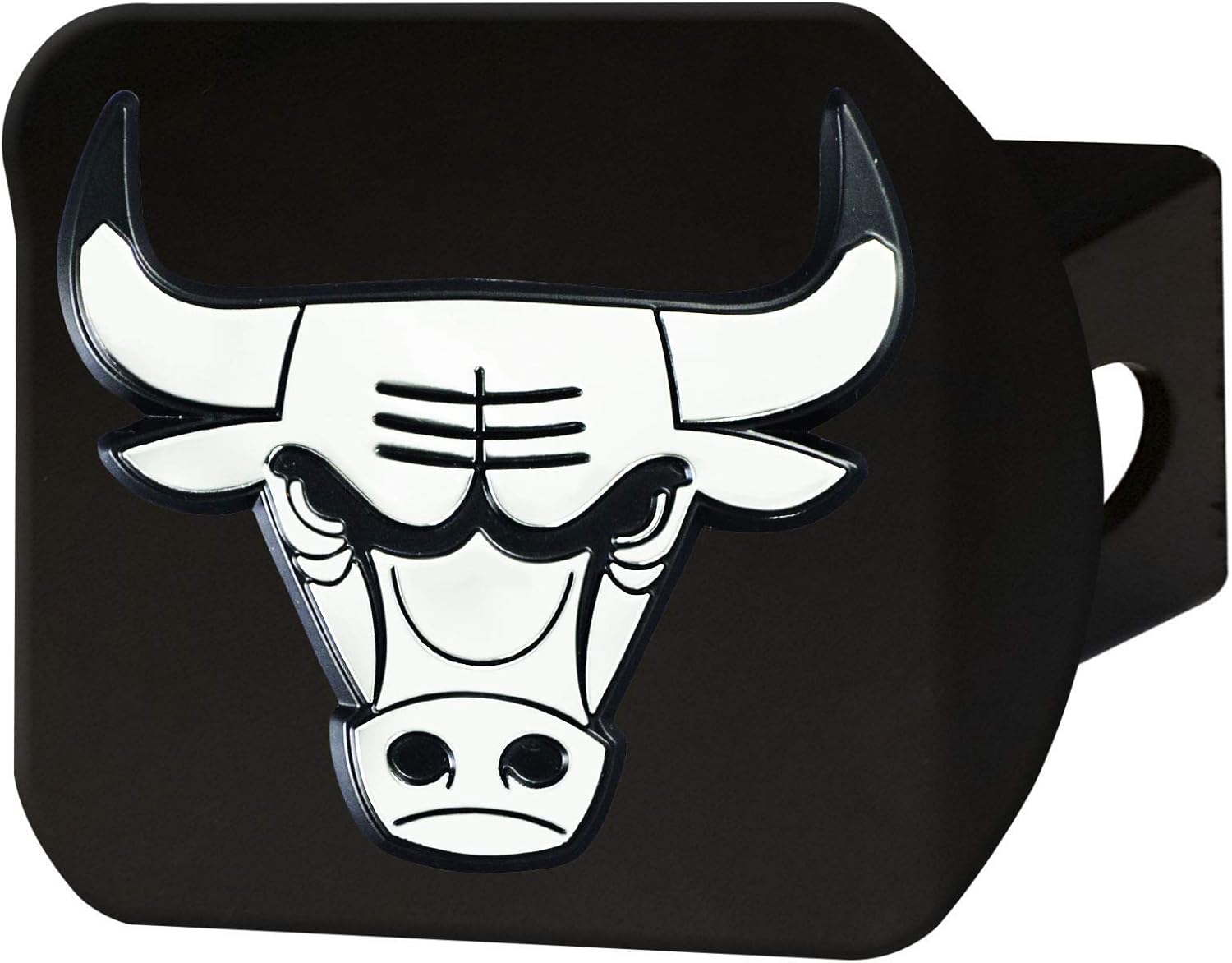 Chicago Bulls Black Metal Hitch Cover with 3D White Team Logo by FANMATS - Unique Round Molded Design – Easy Installation on Truck, SUV, Car - Ideal Gift for Die Hard Basketball Fan